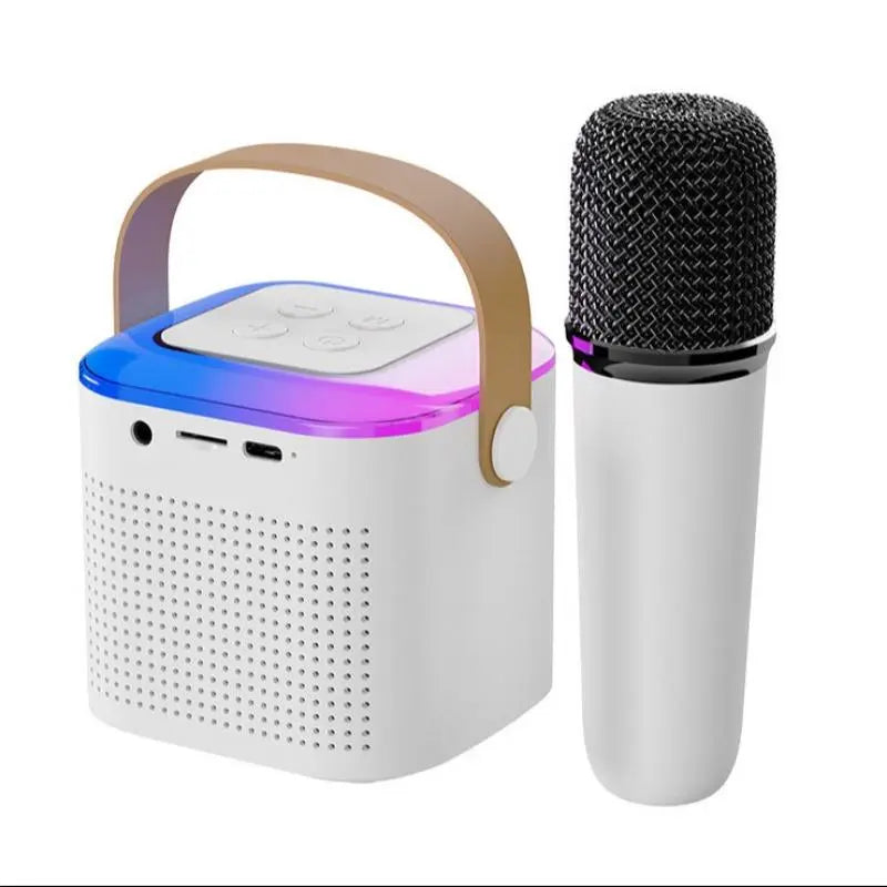 Summer Wireless Karaoke Speaker with Wireless Microphone & LED Light, Wireless BT Speaker with LED Ambient Light, Electronics Outdoor Speaker, Karaoke Machine for Home Party Birthday Gift, Mini Microphone