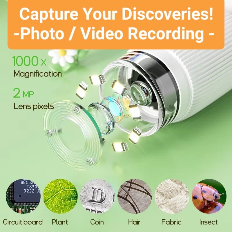 Microzoom Pro - Portable Rechargeable Microscope for Kids & Adults