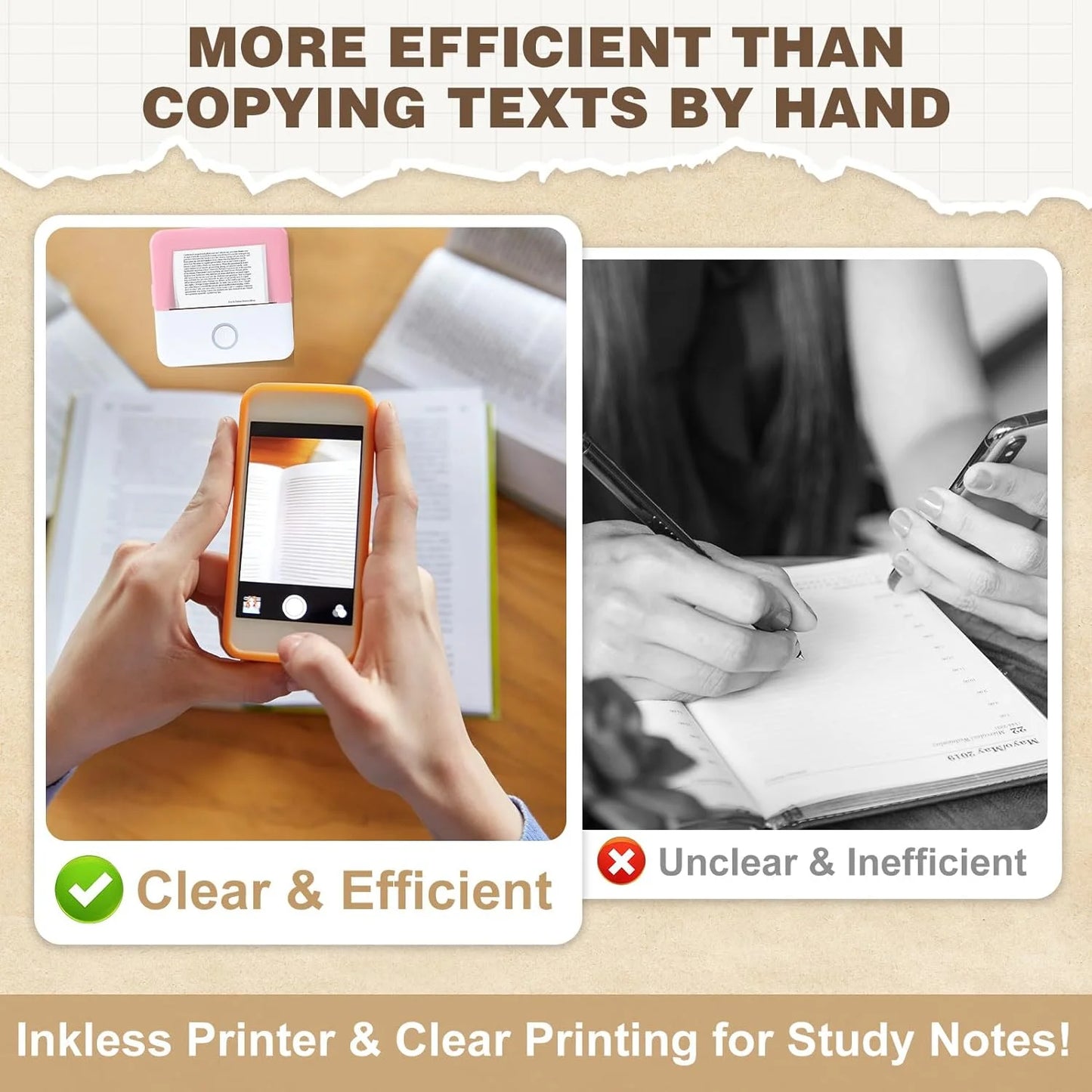 "Mini Bluetooth Pocket Printer: Portable Inkless Sticker Maker for Phone, Wireless Label Printer with Tape - Perfect for Notes, Children DIY - Compatible with iOS & Android"