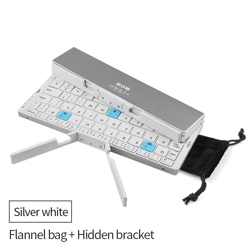 Charging Wireless BT Keyboard, Foldable Keyboard with Hidden Stand & Bag, Gaming Keyboard, Portable Keyboard for Phone & Tablet