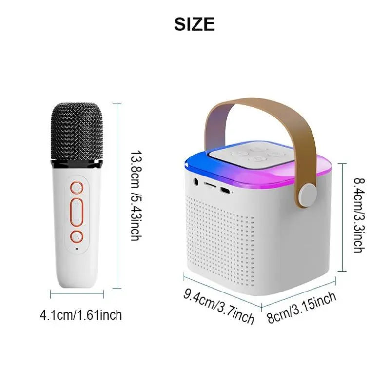Summer Wireless Karaoke Speaker with Wireless Microphone & LED Light, Wireless BT Speaker with LED Ambient Light, Electronics Outdoor Speaker, Karaoke Machine for Home Party Birthday Gift, Mini Microphone