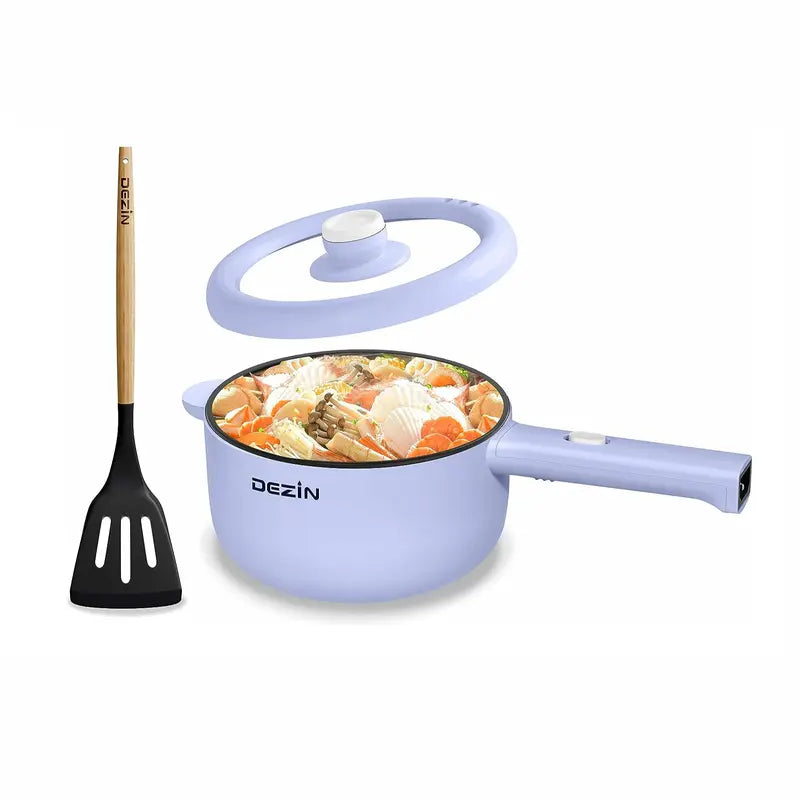 Dezin Electric Cooker, 2L Non-Stick Sauté Pan, Rapid Noodles Cooker, Mini Pot for Ramen with Power Adjustment, Dorm Room Essential.(Egg Rack Included)