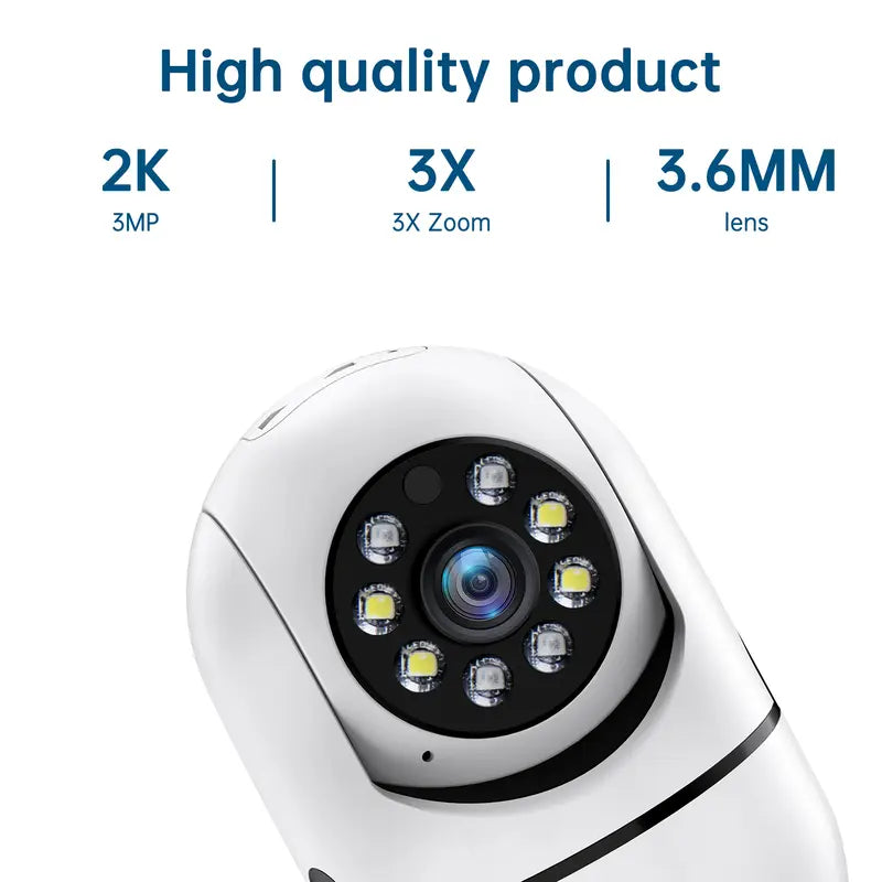 "360° Viral Lightbulb Security Camera - Wireless 2K Camera with Color Night Vision, Motion Detection, Two-Way Talk"