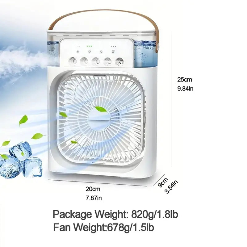 "Portable 4-in-1 Air Conditioner Fan with LED Lights"