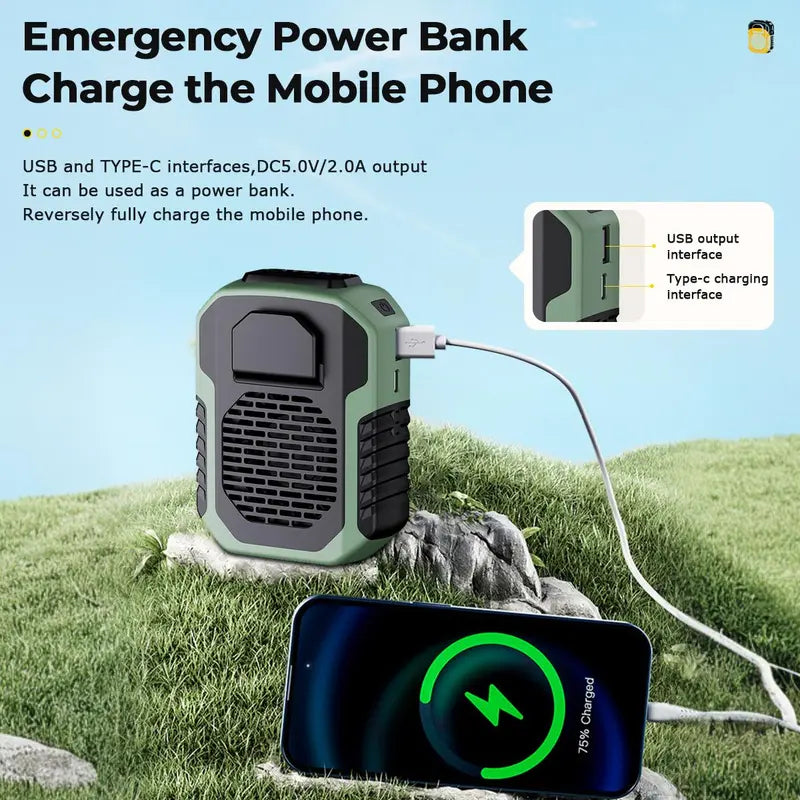 "Portable USB Rechargeable Mini Fan with Power Bank Function - Perfect for Outdoor Cooling!"