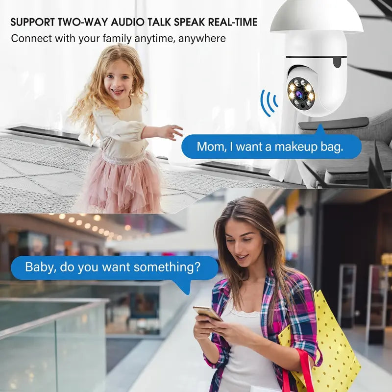 "360° Viral Lightbulb Security Camera - Wireless 2K Camera with Color Night Vision, Motion Detection, Two-Way Talk"