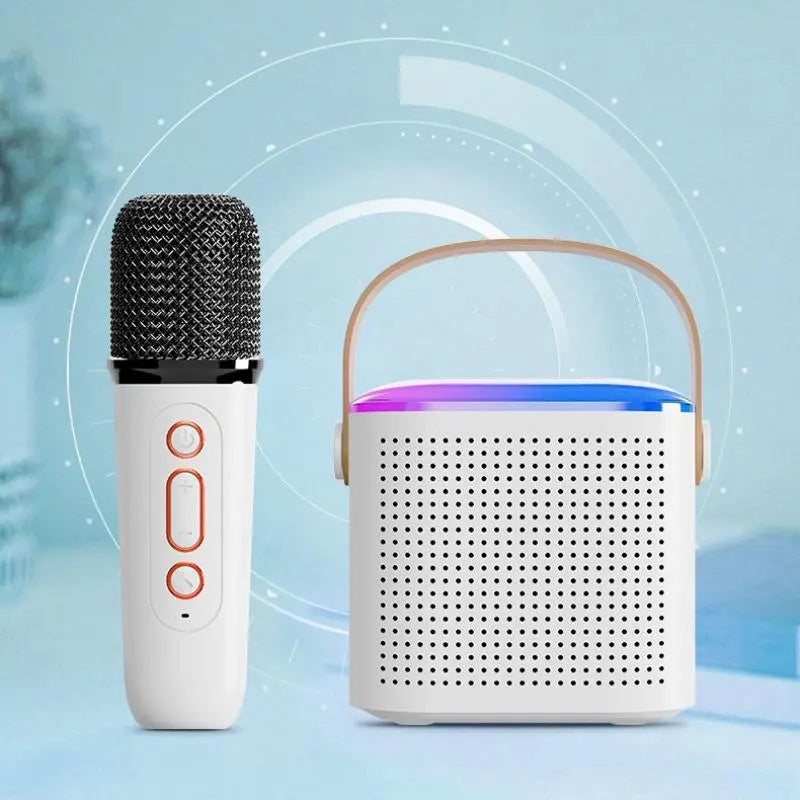 Summer Wireless Karaoke Speaker with Wireless Microphone & LED Light, Wireless BT Speaker with LED Ambient Light, Electronics Outdoor Speaker, Karaoke Machine for Home Party Birthday Gift, Mini Microphone
