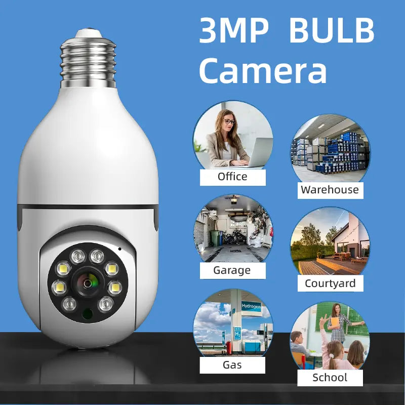 "360° Viral Lightbulb Security Camera - Wireless 2K Camera with Color Night Vision, Motion Detection, Two-Way Talk"