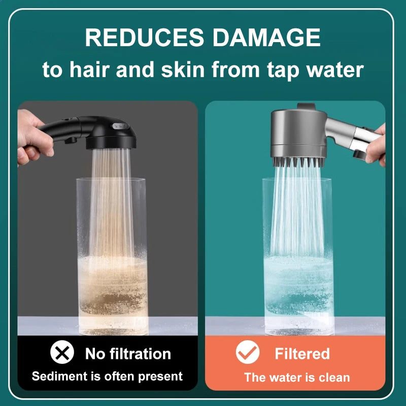 New Pressurized Shower 4 Modes Adjustable Water Saving Shower High Pressure Showerhead with Filter Bathroom Massage Shower