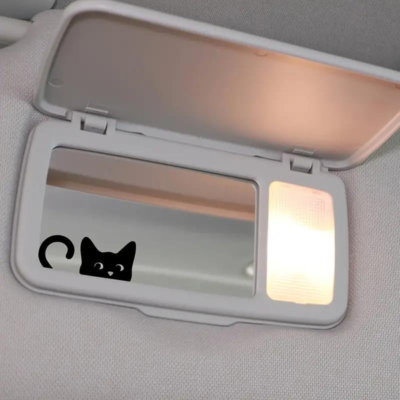 Cat Pattern Car Rearview Mirror Sticker, Vinyl Material Car Mirror Decal, Car Interior Decoration Accessories for Car, Home, Office