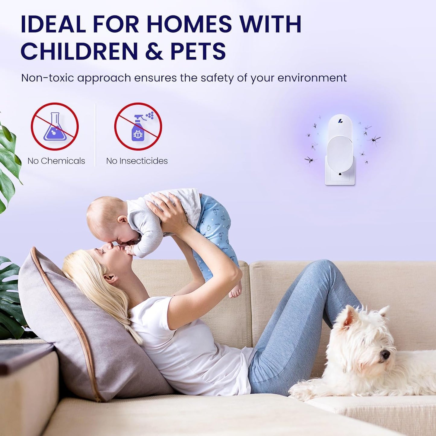 Fly Trap Indoor for Home, Plug-In Flying Insect Trap for Flies, Fruit Flies, Moths, Gnats, Mosquito Killer Insect Catcher Fly Tapper with 3 Refill Glue Cards for Home Office