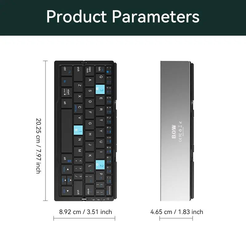 Charging Wireless BT Keyboard, Foldable Keyboard with Hidden Stand & Bag, Gaming Keyboard, Portable Keyboard for Phone & Tablet