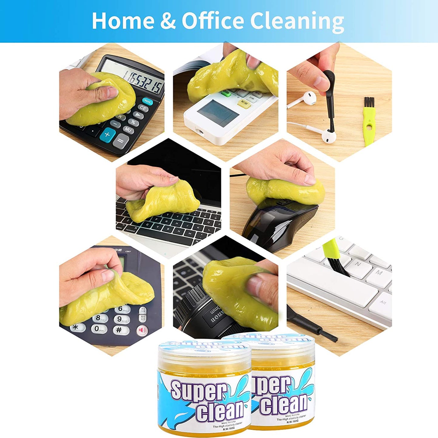 Car Dust Cleaning Gel - Universal Auto Putty Car Dust Remover Cleaner Gel for Car Interior Cleaner Keyboard Detailing Cleaning 2 Pack Yellow