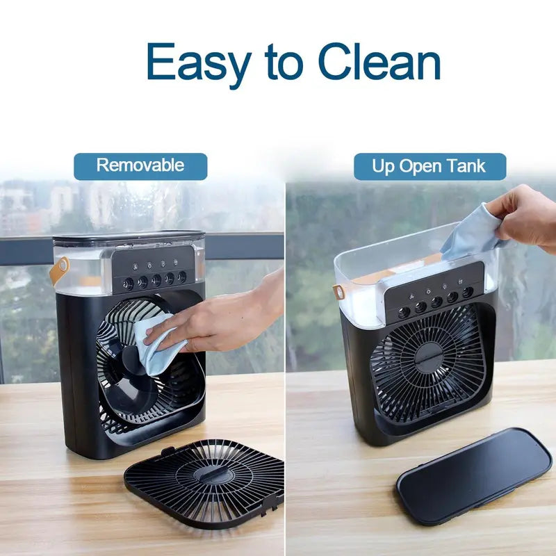 "Portable 4-in-1 Air Conditioner Fan with LED Lights"