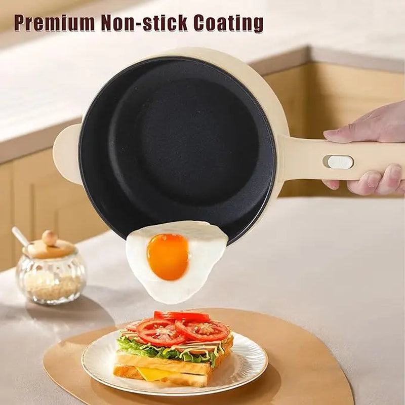 Dezin Electric Cooker, 2L Non-Stick Sauté Pan, Rapid Noodles Cooker, Mini Pot for Ramen with Power Adjustment, Dorm Room Essential.(Egg Rack Included)