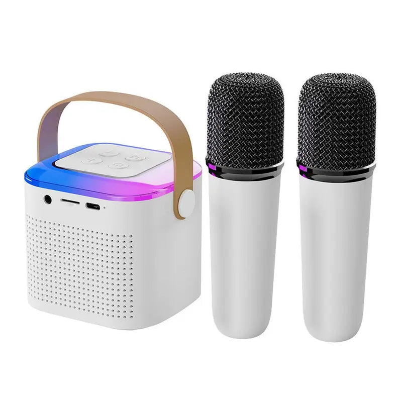 Summer Wireless Karaoke Speaker with Wireless Microphone & LED Light, Wireless BT Speaker with LED Ambient Light, Electronics Outdoor Speaker, Karaoke Machine for Home Party Birthday Gift, Mini Microphone