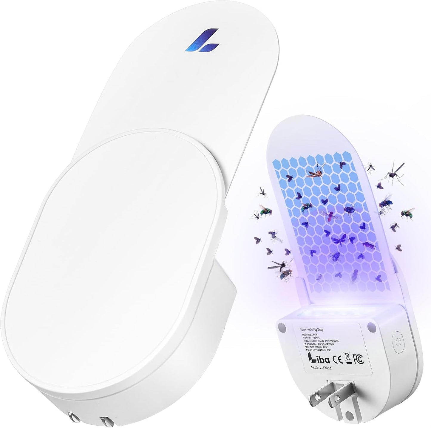 Fly Trap Indoor for Home, Plug-In Flying Insect Trap for Flies, Fruit Flies, Moths, Gnats, Mosquito Killer Insect Catcher Fly Tapper with 3 Refill Glue Cards for Home Office
