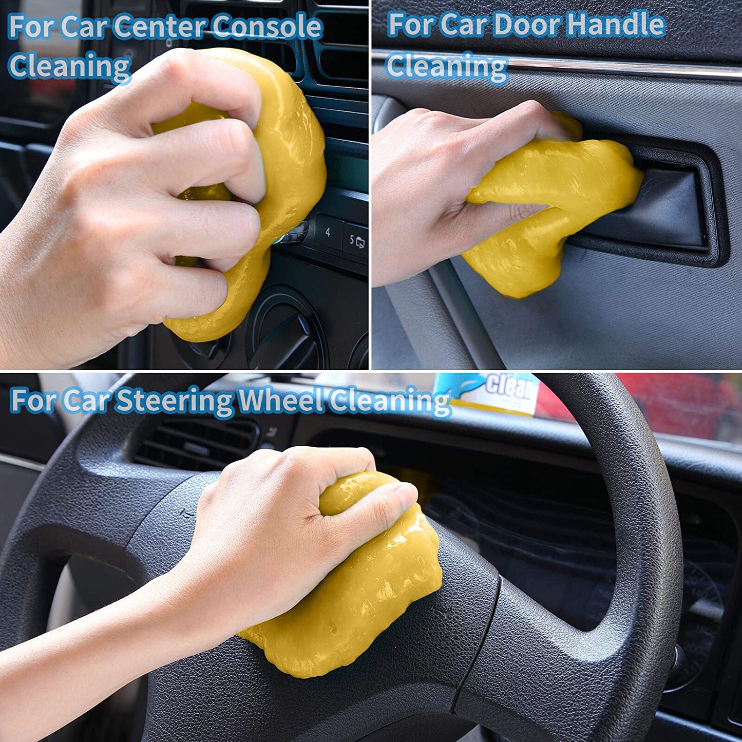 Car Dust Cleaning Gel - Universal Auto Putty Car Dust Remover Cleaner Gel for Car Interior Cleaner Keyboard Detailing Cleaning 2 Pack Yellow