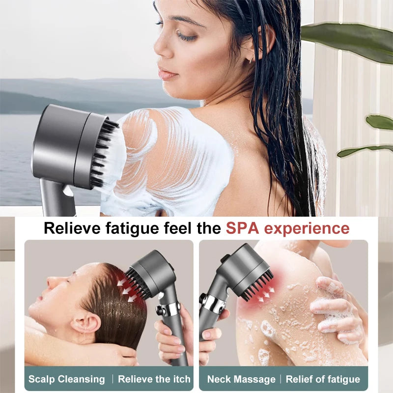 New Pressurized Shower 4 Modes Adjustable Water Saving Shower High Pressure Showerhead with Filter Bathroom Massage Shower