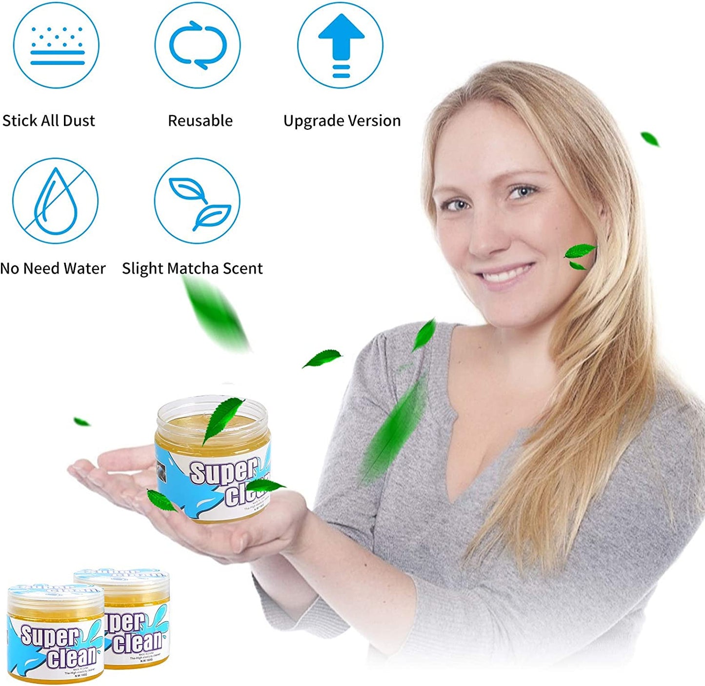 Car Dust Cleaning Gel - Universal Auto Putty Car Dust Remover Cleaner Gel for Car Interior Cleaner Keyboard Detailing Cleaning 2 Pack Yellow
