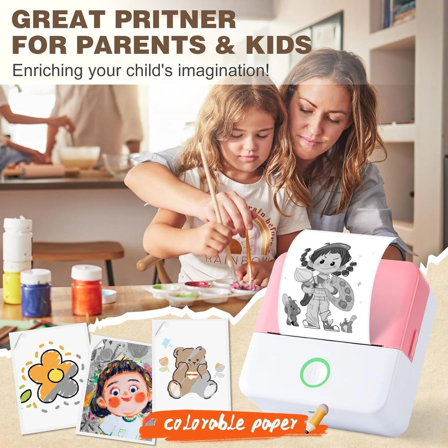 "Mini Bluetooth Pocket Printer: Portable Inkless Sticker Maker for Phone, Wireless Label Printer with Tape - Perfect for Notes, Children DIY - Compatible with iOS & Android"
