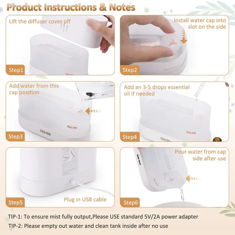 "Flame Design Colorful Air Humidifier - USB Powered Christmas Gift Set"