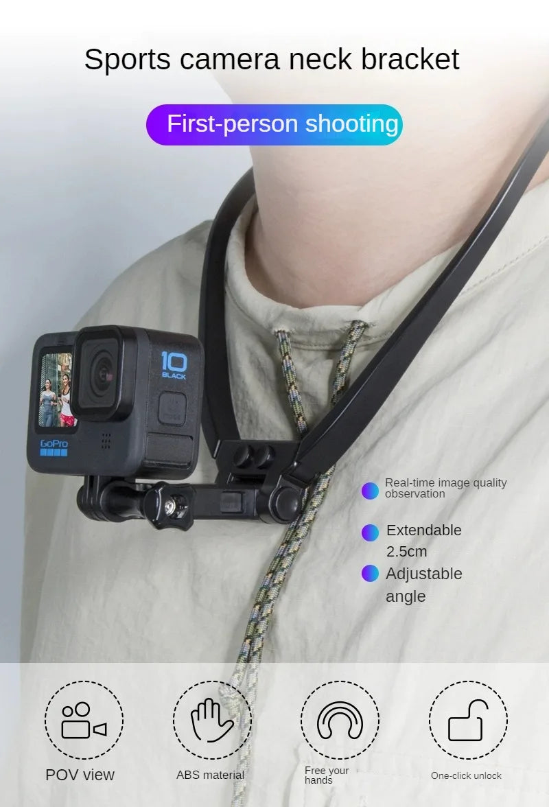 Neck Hold Mount for Phone Gopro Hero 12 10 9 Insta360 X3 DJI Osmo Action Camera Anti-Shake Lanyard Strap for Gopro Accessories