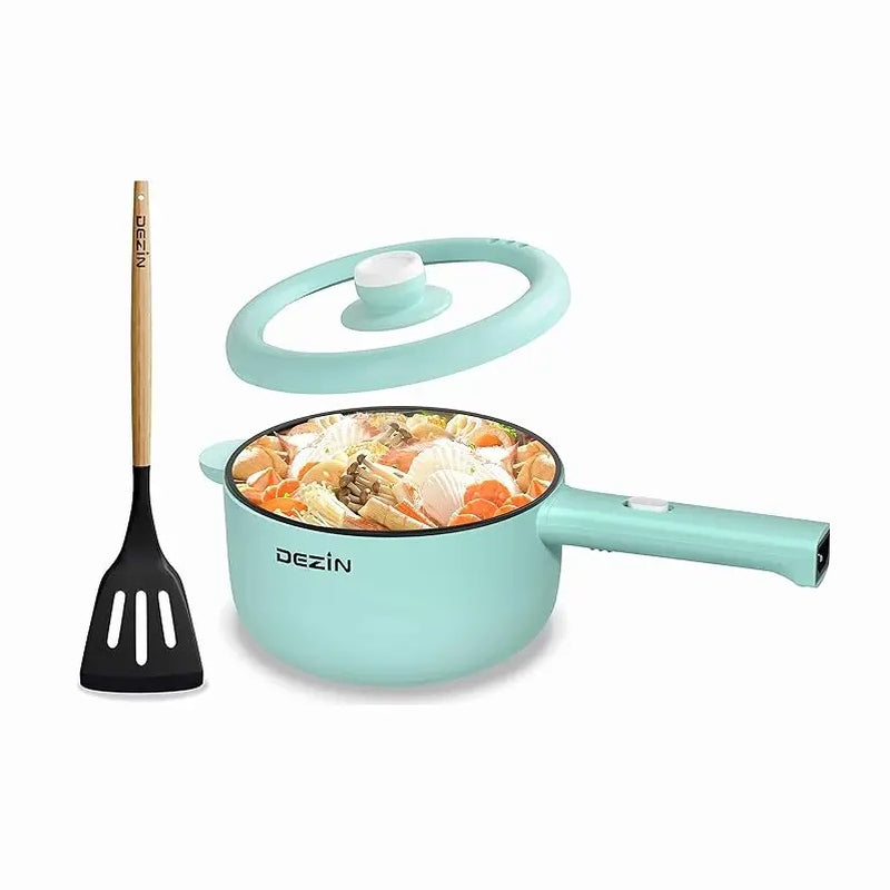 Dezin Electric Cooker, 2L Non-Stick Sauté Pan, Rapid Noodles Cooker, Mini Pot for Ramen with Power Adjustment, Dorm Room Essential.(Egg Rack Included)