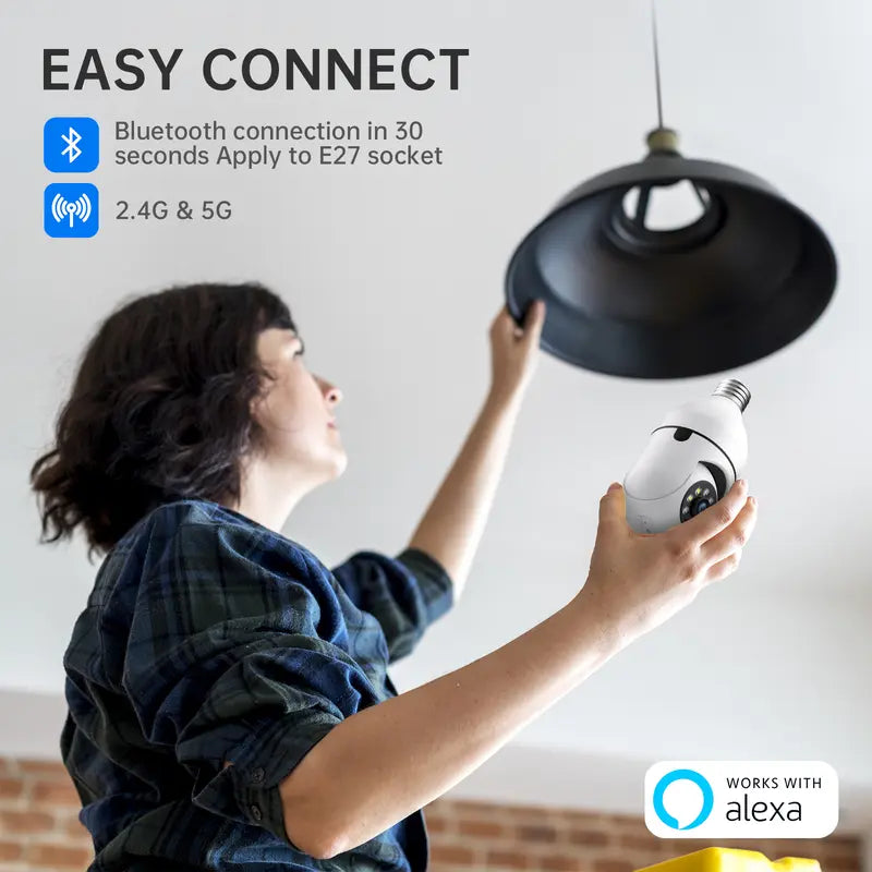 "360° Viral Lightbulb Security Camera - Wireless 2K Camera with Color Night Vision, Motion Detection, Two-Way Talk"