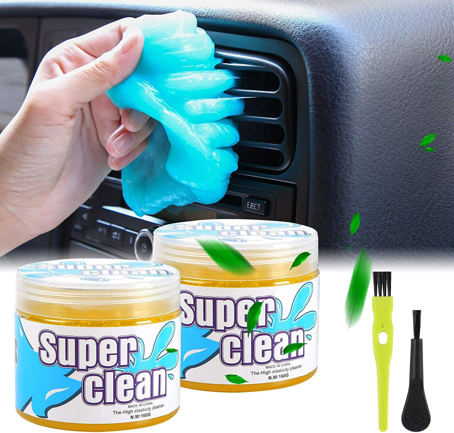 Car Dust Cleaning Gel - Universal Auto Putty Car Dust Remover Cleaner Gel for Car Interior Cleaner Keyboard Detailing Cleaning 2 Pack Yellow