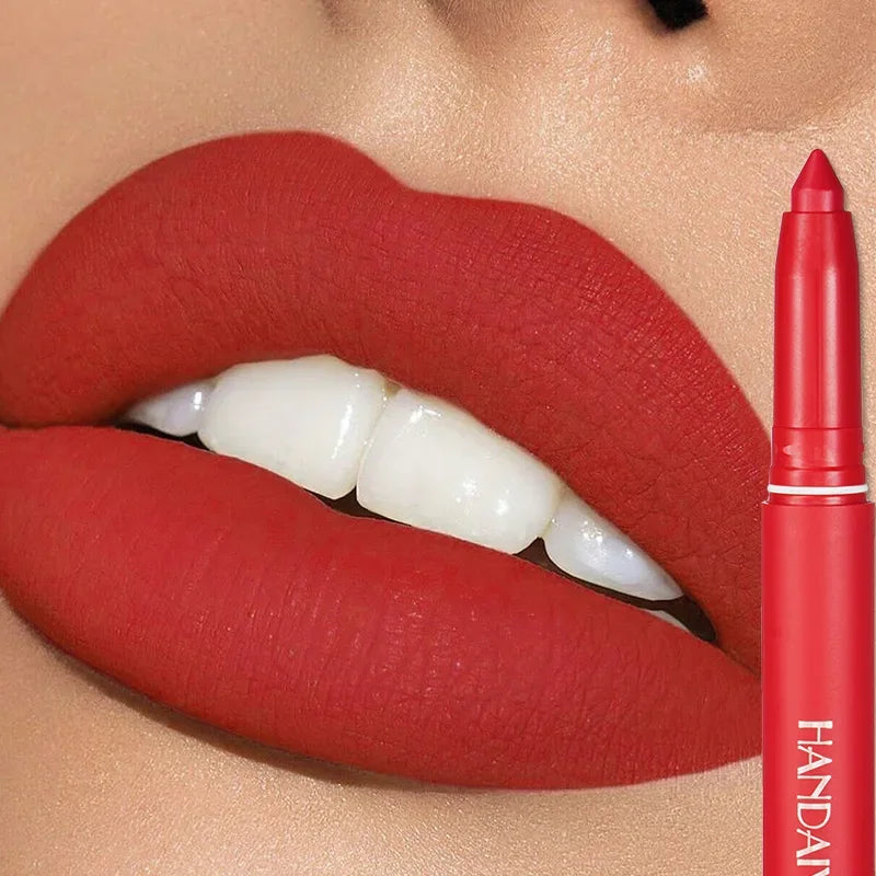Nude Matte Lipstick Velvet Soft Mist Texture Lips Liner Pencil Waterproof Long Lasting Color Rendering Non-Stick Cup Lip Gloss