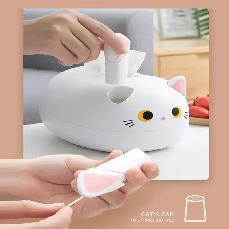 Kawaii Cat Tissue Box Livingroom Napkin Storage Box Kitchen Paper Container Desktop Toilet Paper Holder for Bathroom Dormitory