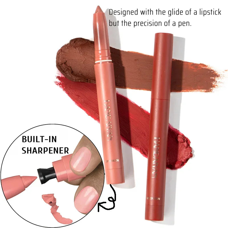 Nude Matte Lipstick Velvet Soft Mist Texture Lips Liner Pencil Waterproof Long Lasting Color Rendering Non-Stick Cup Lip Gloss