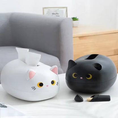 Kawaii Cat Tissue Box Livingroom Napkin Storage Box Kitchen Paper Container Desktop Toilet Paper Holder for Bathroom Dormitory