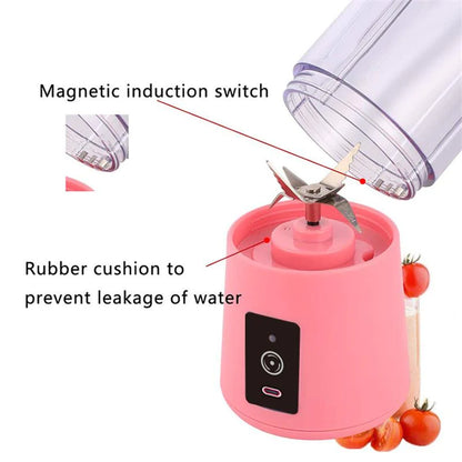 Mini Portable Blender Milkshake Cup with USB Rechargeable 6 Blades Mini Fruit Juice Mixer Shake Take Juice Cup