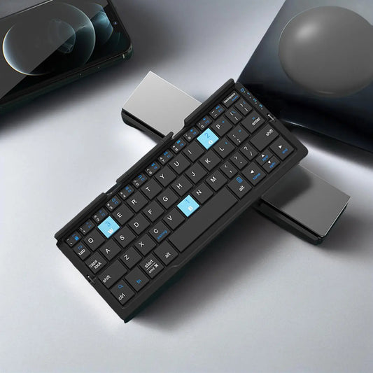 Charging Wireless BT Keyboard, Foldable Keyboard with Hidden Stand & Bag, Gaming Keyboard, Portable Keyboard for Phone & Tablet