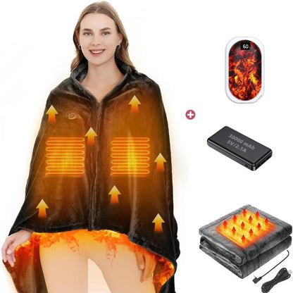 Portable Heated Blanket Shawl, USB Heated Blanket Shawl 59'' X 33.5'' Wearable Electric Blanket Small without Battery Pack Adjustable 3 Levels Fast Heating Electric Throw Machine Washable USB Heated Wrap for Office/Home,Soft Heated Throw Blanket