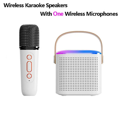 Summer Wireless Karaoke Speaker with Wireless Microphone & LED Light, Wireless BT Speaker with LED Ambient Light, Electronics Outdoor Speaker, Karaoke Machine for Home Party Birthday Gift, Mini Microphone