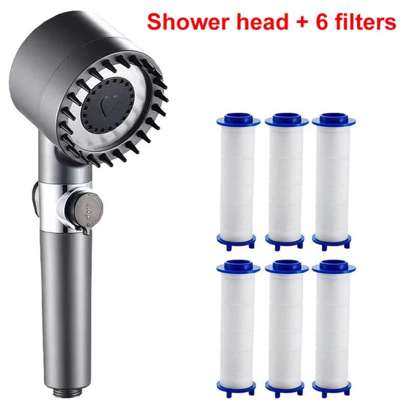 New Pressurized Shower 4 Modes Adjustable Water Saving Shower High Pressure Showerhead with Filter Bathroom Massage Shower