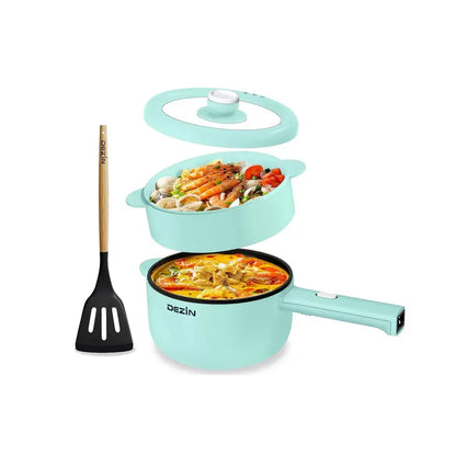 Dezin Electric Cooker, 2L Non-Stick Sauté Pan, Rapid Noodles Cooker, Mini Pot for Ramen with Power Adjustment, Dorm Room Essential.(Egg Rack Included)