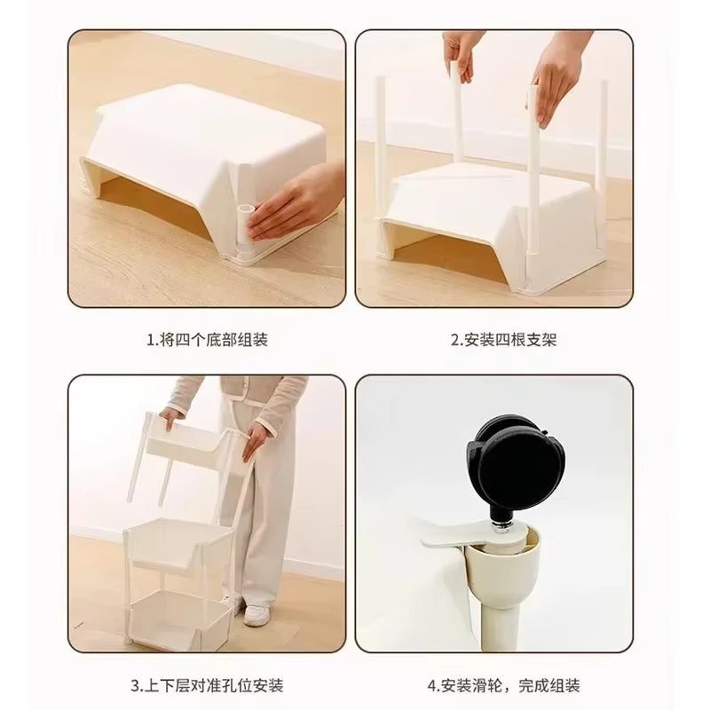 Kitchen Storage Trolley Bookshelf Slit Storage Cabinet Bathroom Living Room Home Organizer Rack Kitchen Corner Narrow