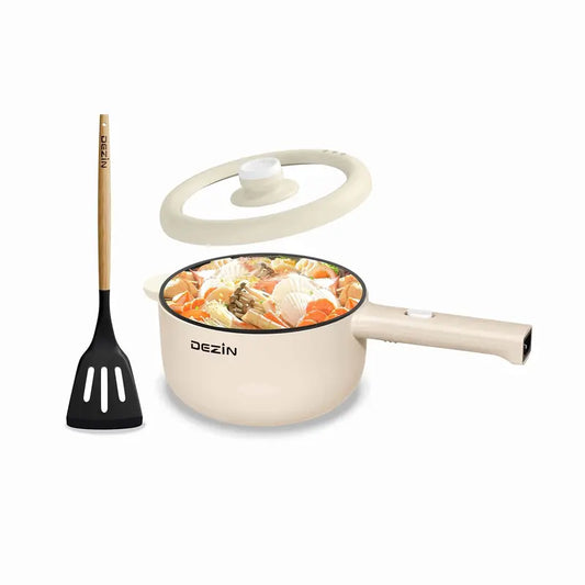 Dezin Electric Cooker, 2L Non-Stick Sauté Pan, Rapid Noodles Cooker, Mini Pot for Ramen with Power Adjustment, Dorm Room Essential.(Egg Rack Included)