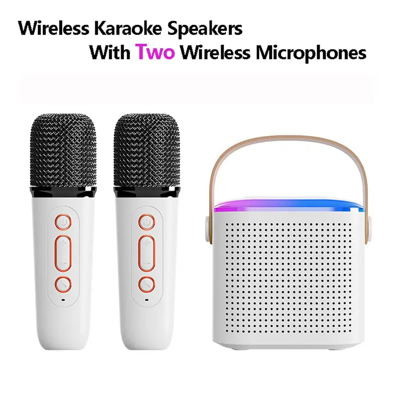 Summer Wireless Karaoke Speaker with Wireless Microphone & LED Light, Wireless BT Speaker with LED Ambient Light, Electronics Outdoor Speaker, Karaoke Machine for Home Party Birthday Gift, Mini Microphone