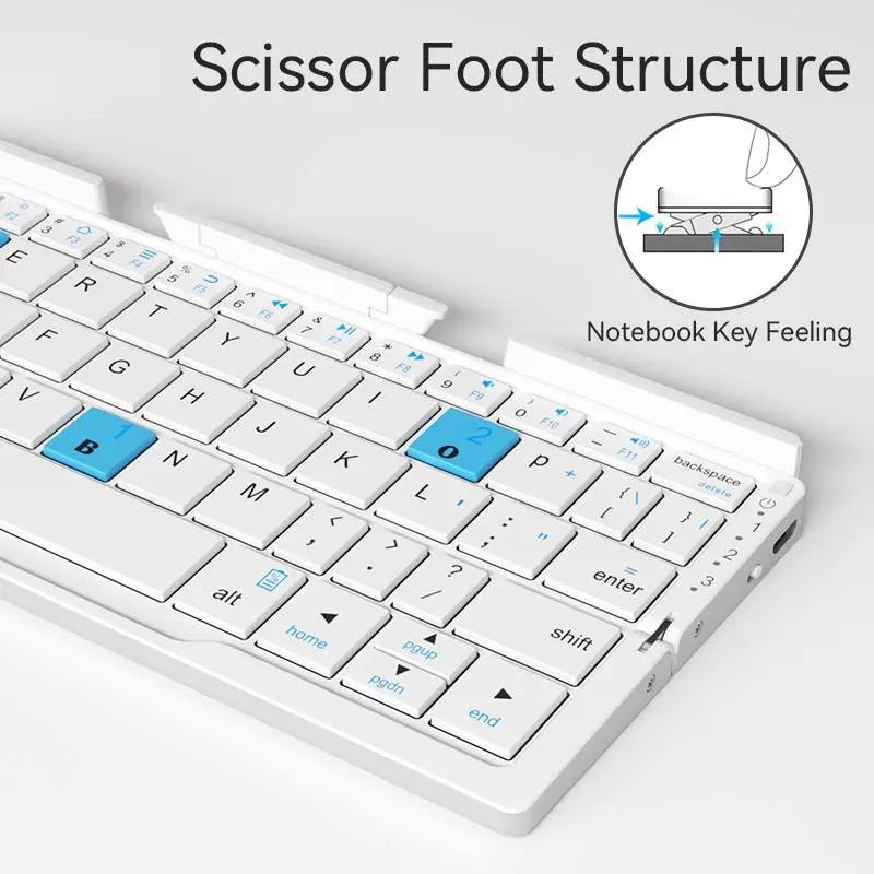 Charging Wireless BT Keyboard, Foldable Keyboard with Hidden Stand & Bag, Gaming Keyboard, Portable Keyboard for Phone & Tablet