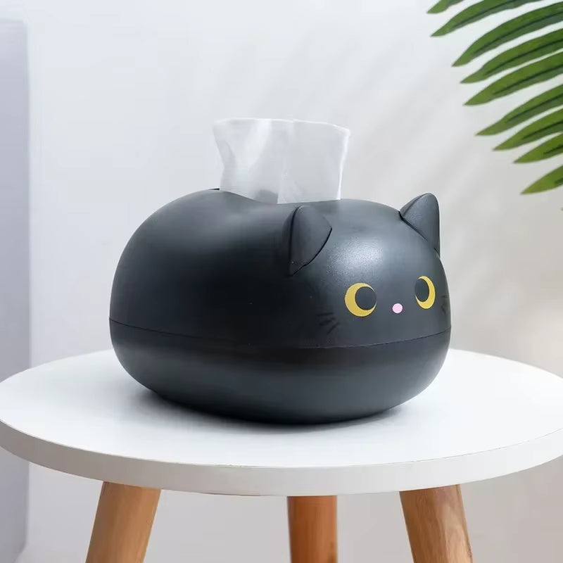 Kawaii Cat Tissue Box Livingroom Napkin Storage Box Kitchen Paper Container Desktop Toilet Paper Holder for Bathroom Dormitory