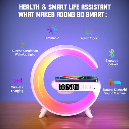 3-in-1 Wireless Charger Stand with Speaker, Night Light, and Fast Charging for iPhone, Samsung, and More
