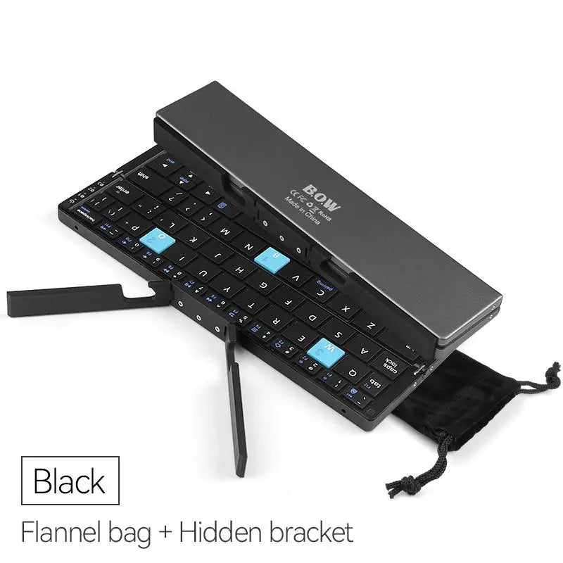 Charging Wireless BT Keyboard, Foldable Keyboard with Hidden Stand & Bag, Gaming Keyboard, Portable Keyboard for Phone & Tablet