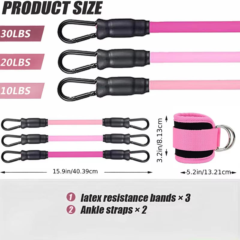 GluteBoost Ankle Strap Resistance Bands Set