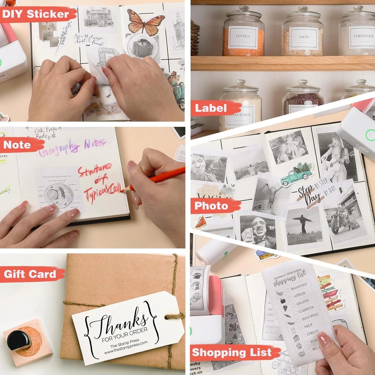 "Mini Bluetooth Pocket Printer: Portable Inkless Sticker Maker for Phone, Wireless Label Printer with Tape - Perfect for Notes, Children DIY - Compatible with iOS & Android"
