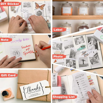 "Mini Bluetooth Pocket Printer: Portable Inkless Sticker Maker for Phone, Wireless Label Printer with Tape - Perfect for Notes, Children DIY - Compatible with iOS & Android"